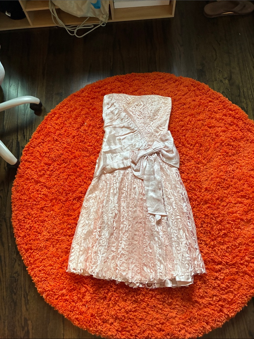 Etro Pale Pink Strapless Lace Dress with Waist Sash